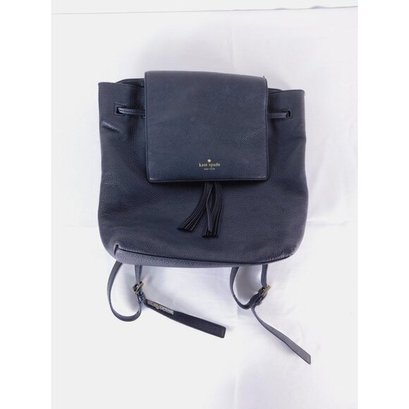 Kate Spade Backpack Womens Large Navy Leather Tassel Magnetic Flap Drawstring main image 6